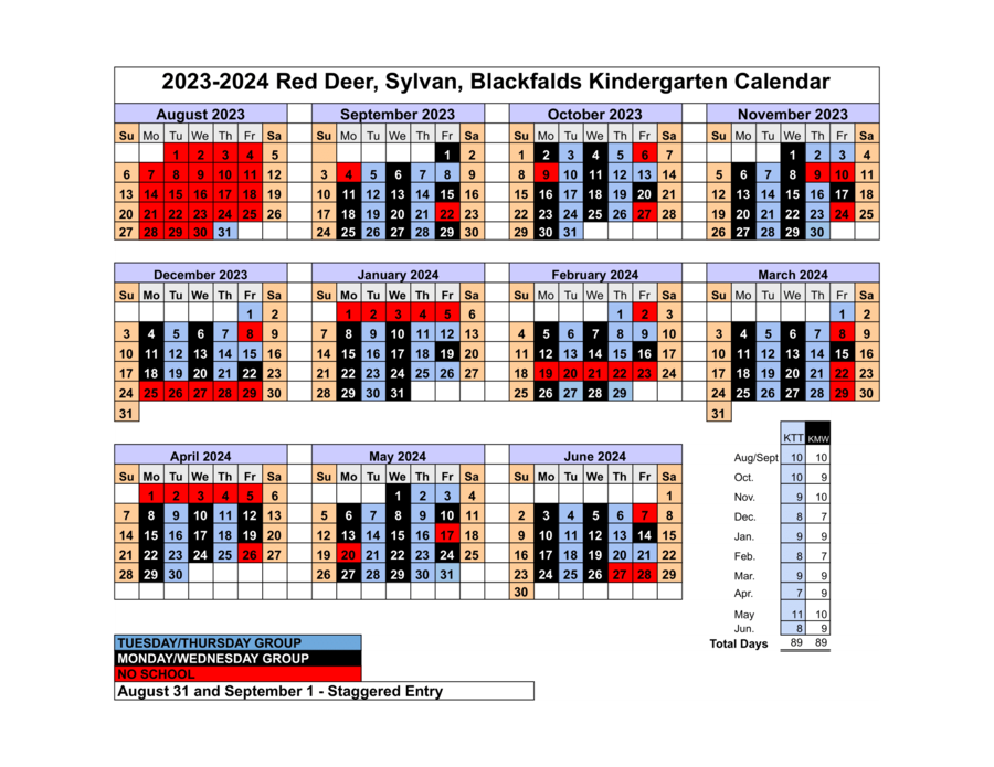 Kindergarten Calendar 2022-2023