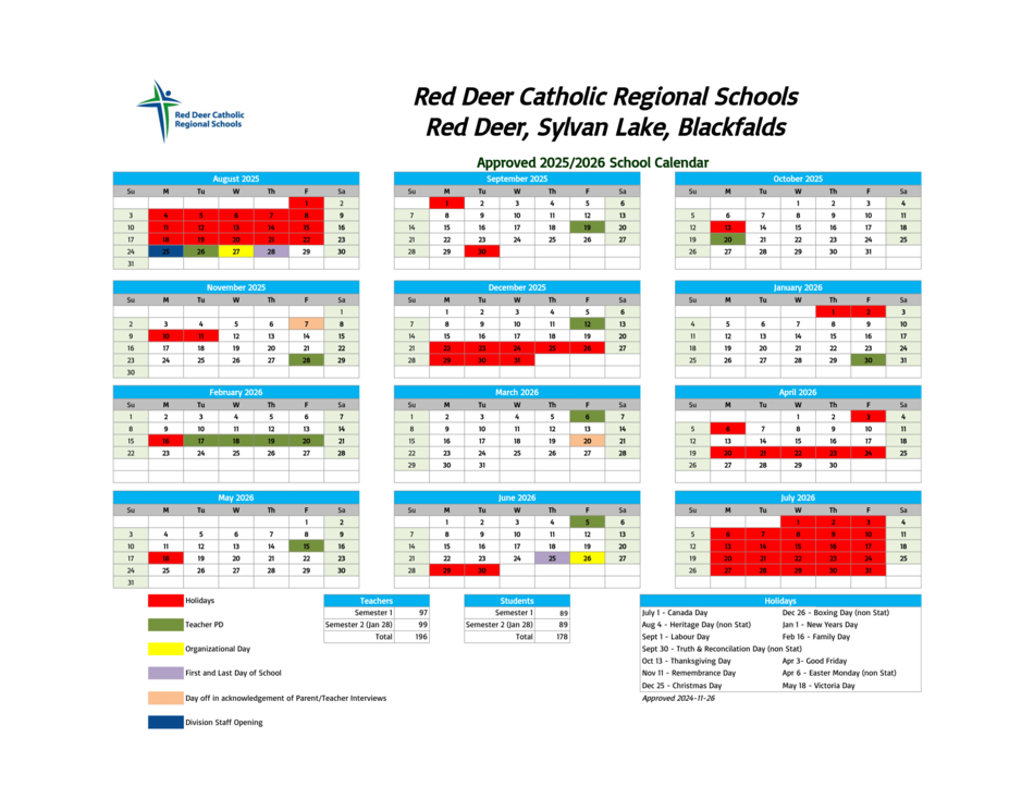 2025-2026 School Calendar