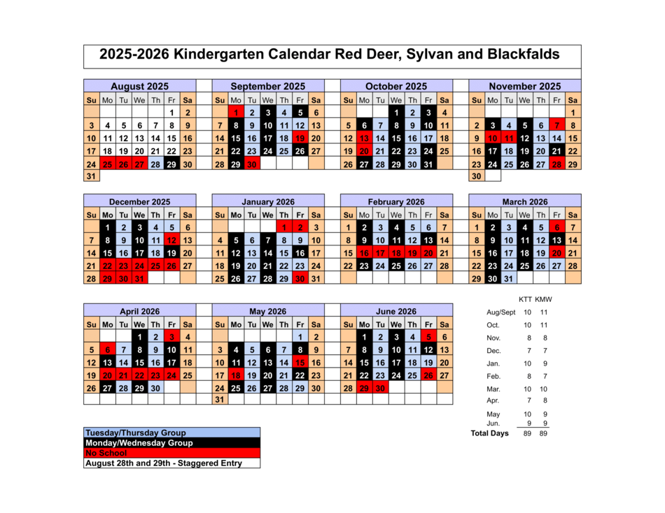 Kindergarten Calendar 2022-2023